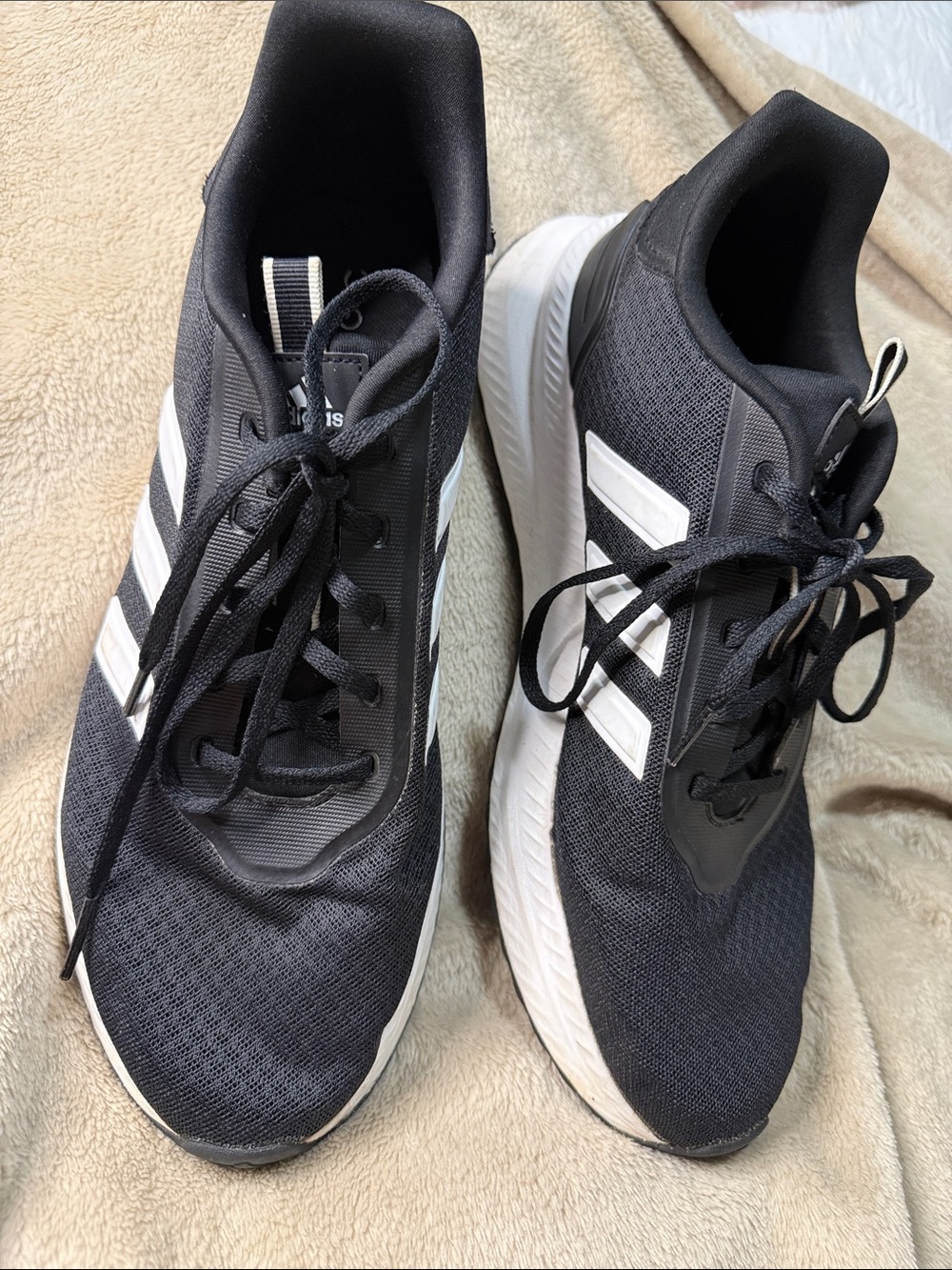adidas Men’s Black Sneakers with White Stripes